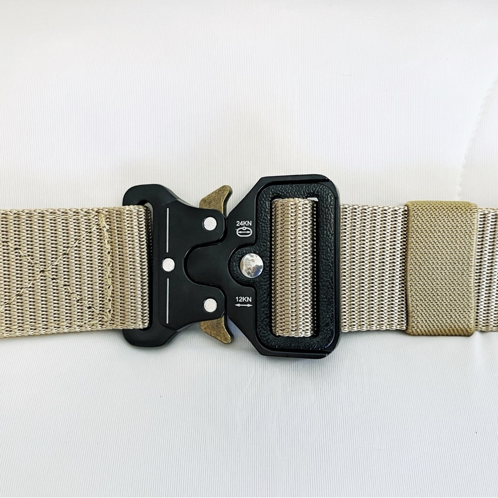 Tactical Beige Belt with Black Buckle - Utility Belt